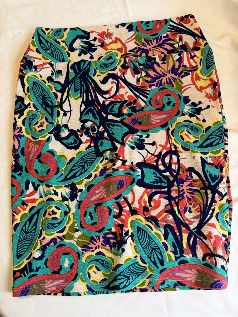 LuLaRoe Multicolor Floral Print Top in Teal, Coral, Navy & Yellow